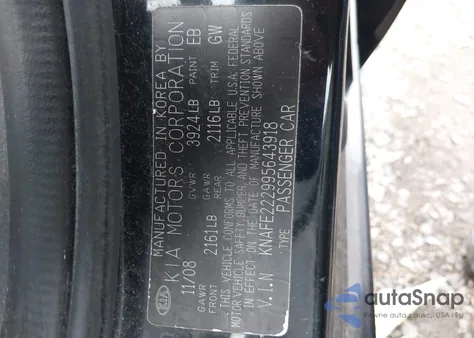 2009 Kia Spectra Ex from USA, damaged, VIN KNAFE222995643918